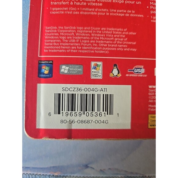 Cruzer USB 2.0 computer flash drive SANDISK 4 GB brand new in package - Picture 7 of 7